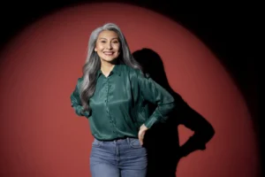 medium shot senior woman spotlight